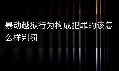 暴动越狱行为构成犯罪的该怎么样判罚