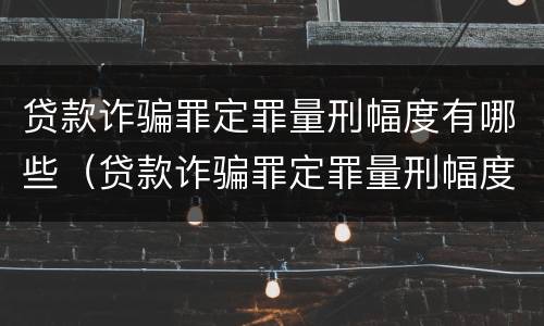 贷款诈骗罪定罪量刑幅度有哪些（贷款诈骗罪定罪量刑幅度有哪些标准）