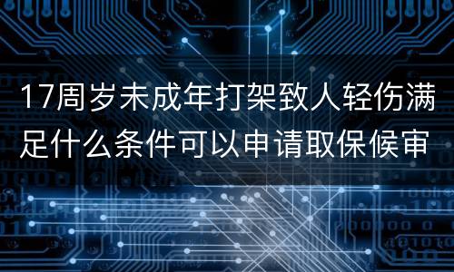 17周岁未成年打架致人轻伤满足什么条件可以申请取保候审的