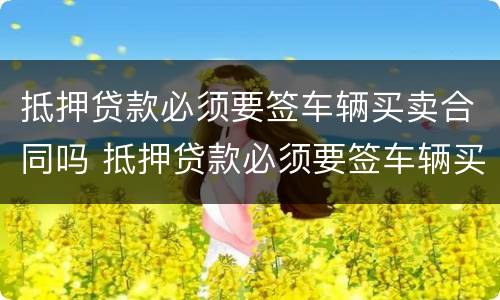 抵押贷款必须要签车辆买卖合同吗 抵押贷款必须要签车辆买卖合同吗