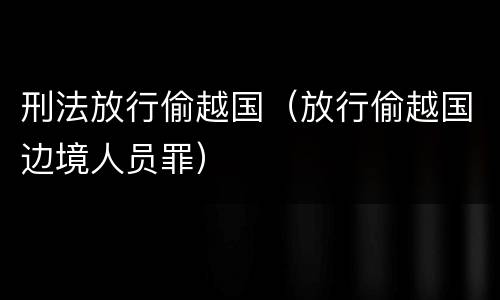 刑法放行偷越国（放行偷越国边境人员罪）