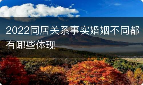 2022同居关系事实婚姻不同都有哪些体现