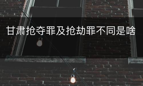 甘肃抢夺罪及抢劫罪不同是啥