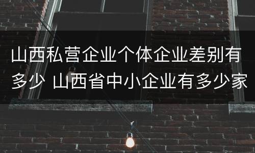 山西私营企业个体企业差别有多少 山西省中小企业有多少家