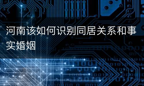 河南该如何识别同居关系和事实婚姻