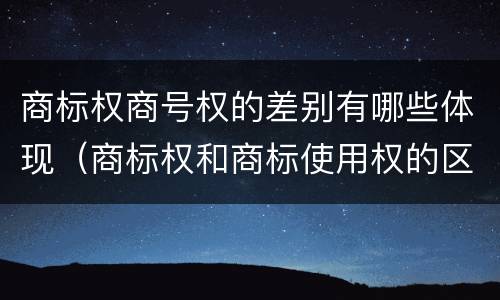 商标权商号权的差别有哪些体现（商标权和商标使用权的区别）