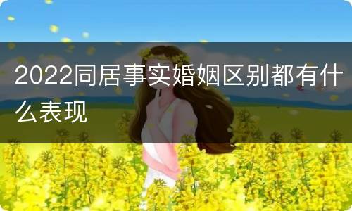 2022同居事实婚姻区别都有什么表现