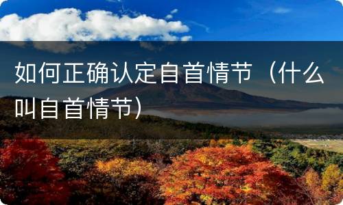 如何正确认定自首情节（什么叫自首情节）