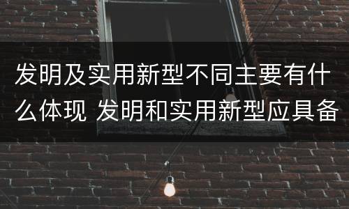 发明及实用新型不同主要有什么体现 发明和实用新型应具备的条件