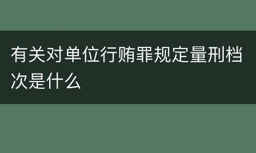 有关对单位行贿罪规定量刑档次是什么