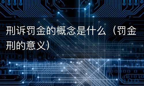 刑诉罚金的概念是什么（罚金刑的意义）