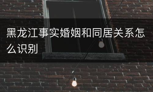 黑龙江事实婚姻和同居关系怎么识别