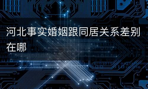 河北事实婚姻跟同居关系差别在哪