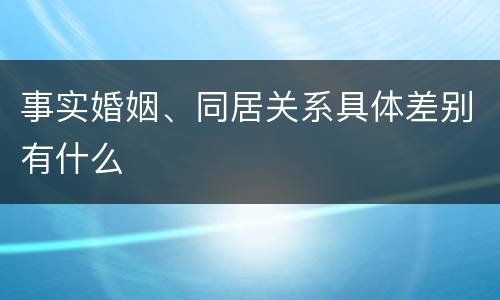 事实婚姻、同居关系具体差别有什么