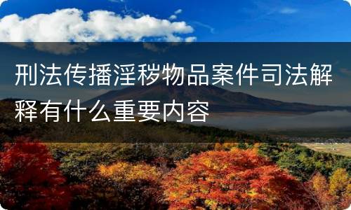 刑法传播淫秽物品案件司法解释有什么重要内容