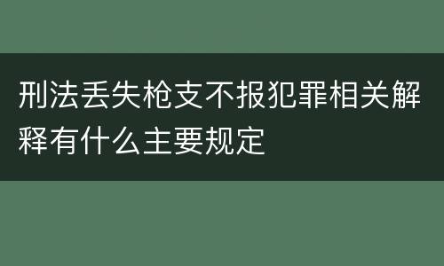 刑法丢失枪支不报犯罪相关解释有什么主要规定