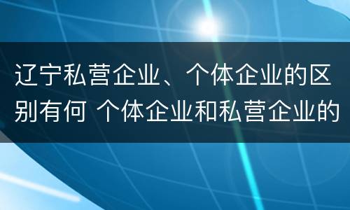 辽宁私营企业、个体企业的区别有何 个体企业和私营企业的区别
