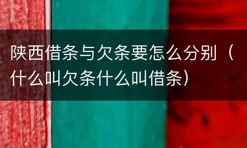 陕西借条与欠条要怎么分别（什么叫欠条什么叫借条）