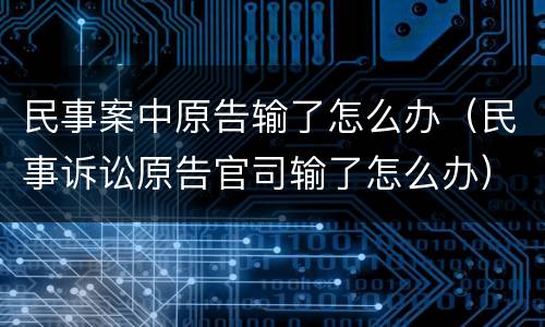 民事案中原告输了怎么办（民事诉讼原告官司输了怎么办）