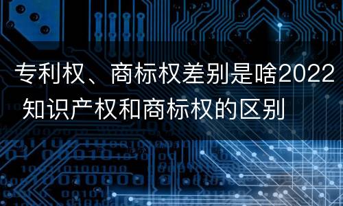专利权、商标权差别是啥2022 知识产权和商标权的区别