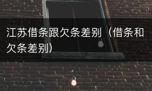江苏借条跟欠条差别（借条和欠条差别）