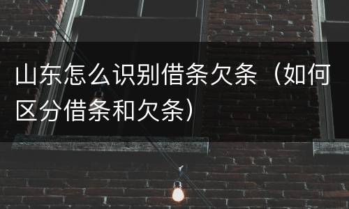山东怎么识别借条欠条（如何区分借条和欠条）