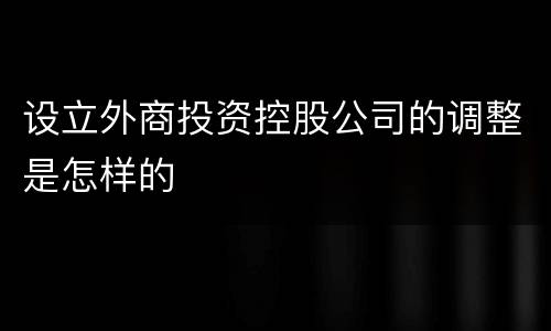 设立外商投资控股公司的调整是怎样的