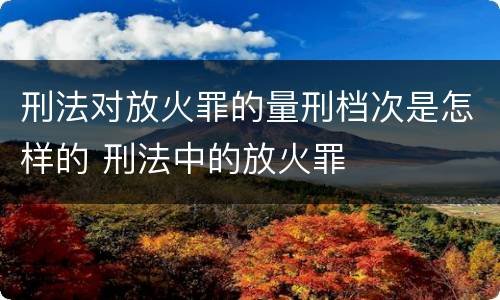 刑法对放火罪的量刑档次是怎样的 刑法中的放火罪