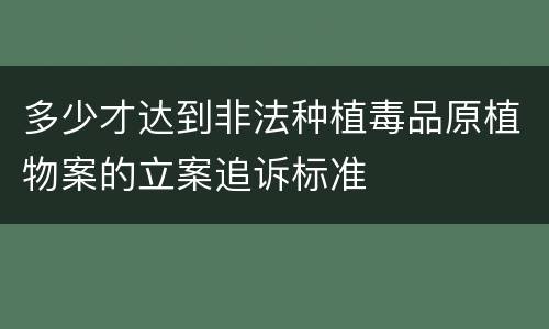 多少才达到非法种植毒品原植物案的立案追诉标准