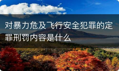 对暴力危及飞行安全犯罪的定罪刑罚内容是什么
