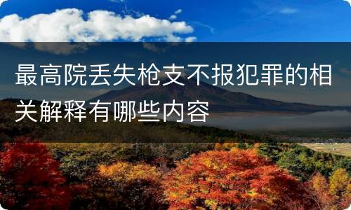 最高院丢失枪支不报犯罪的相关解释有哪些内容