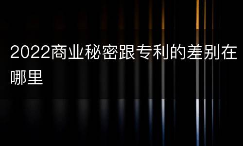 2022商业秘密跟专利的差别在哪里
