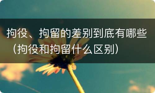 拘役、拘留的差别到底有哪些（拘役和拘留什么区别）