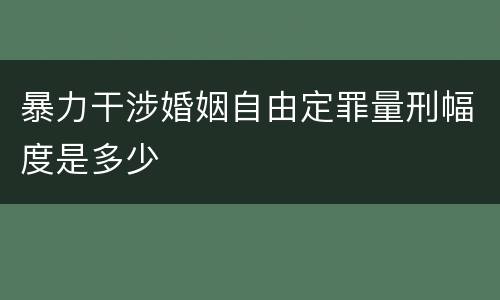 暴力干涉婚姻自由定罪量刑幅度是多少