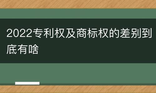 2022专利权及商标权的差别到底有啥
