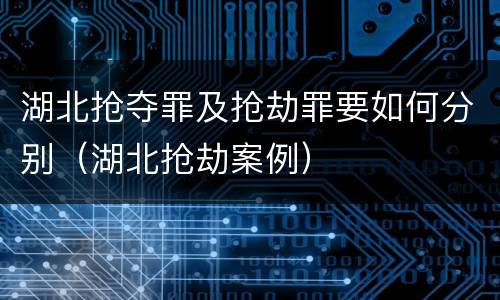 湖北抢夺罪及抢劫罪要如何分别（湖北抢劫案例）