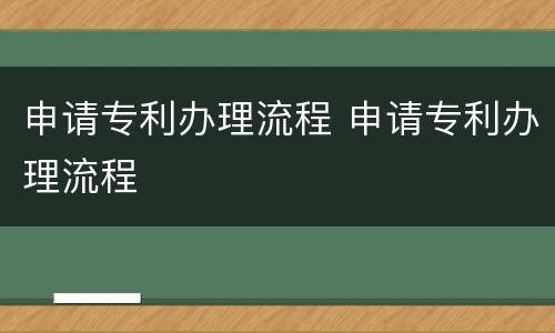 申请专利办理流程 申请专利办理流程