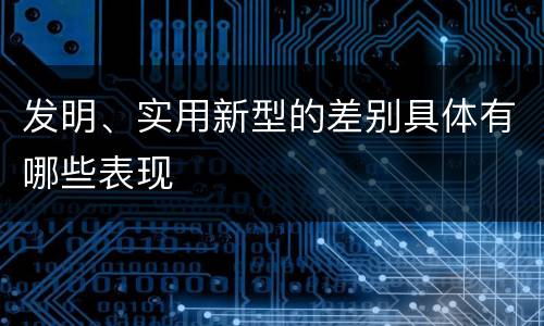 发明、实用新型的差别具体有哪些表现