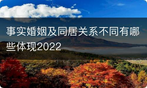 事实婚姻及同居关系不同有哪些体现2022