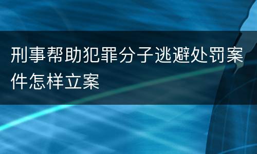 刑事帮助犯罪分子逃避处罚案件怎样立案