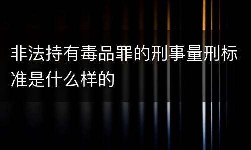 非法持有毒品罪的刑事量刑标准是什么样的