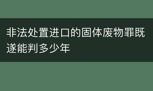 非法处置进口的固体废物罪既遂能判多少年