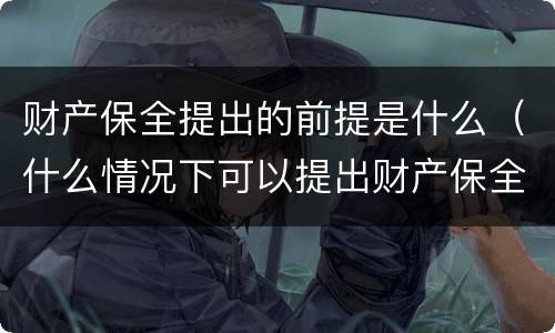 财产保全提出的前提是什么（什么情况下可以提出财产保全）