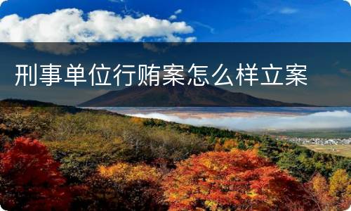 刑事单位行贿案怎么样立案
