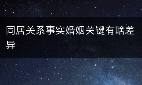 同居关系事实婚姻关键有啥差异