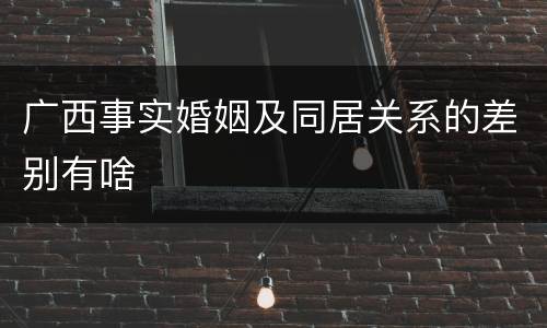 广西事实婚姻及同居关系的差别有啥