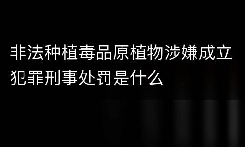非法种植毒品原植物涉嫌成立犯罪刑事处罚是什么