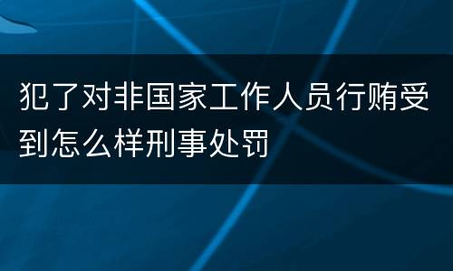 犯了对非国家工作人员行贿受到怎么样刑事处罚