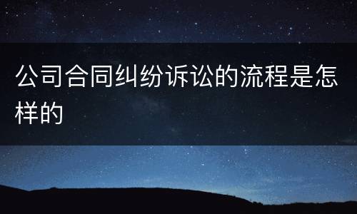 公司合同纠纷诉讼的流程是怎样的