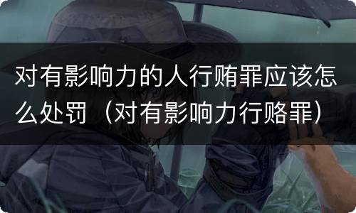 对有影响力的人行贿罪应该怎么处罚（对有影响力行赂罪）